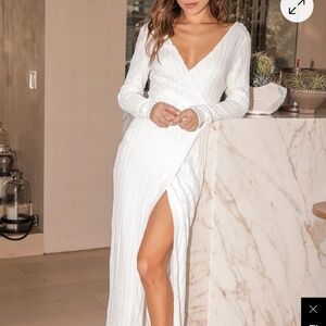 Long white sequin dress